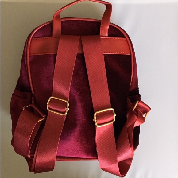 $15❤️New Trendy Deep Ruby Mini Velvet Backpack - Picture 5 of 5